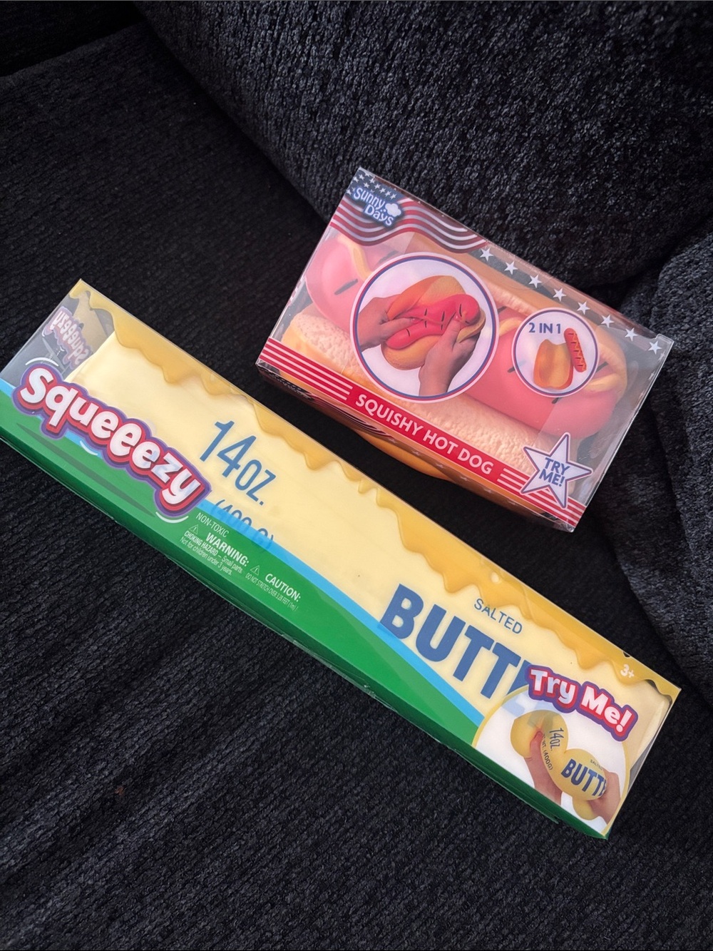 🌭 2-Piece Novelty Toy Set: Squishy Hot Dog & Squeezy Butter 🧈By Sunny Days